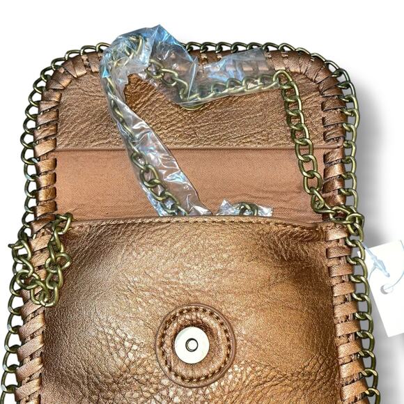 Muse Royale Link Chain Crossbody Mini Bag Flap Top Snap Closure Gunmetal 25" - Picture 7 of 9